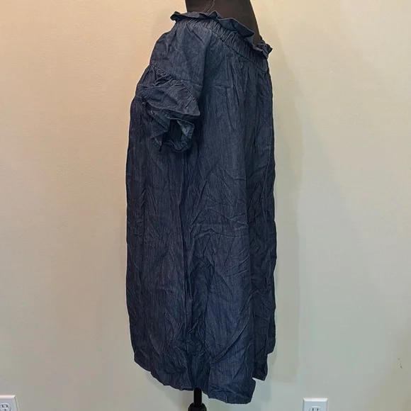 Umgee USA Women’s Size L Sundress Blue Off-Shoulder Ruffled Mini Flutter Sleeve - Picture 6 of 11